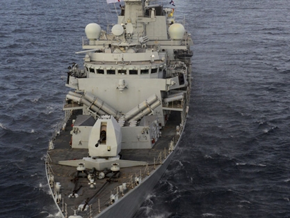 Warship practices hunter-killer scenario with Greek navy